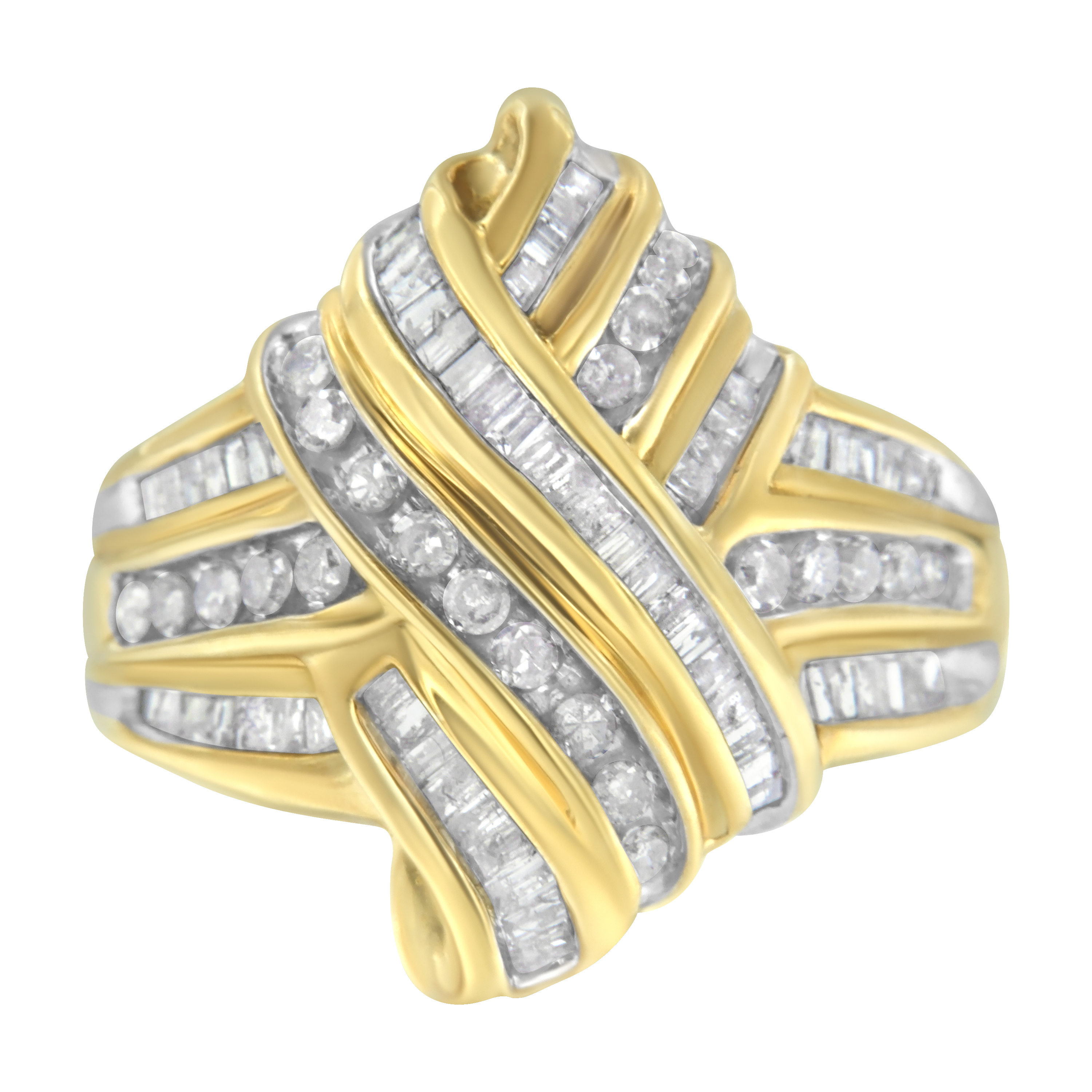 10k Yellow Gold Diamond Bypass Ring